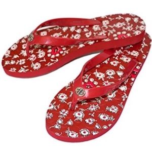 Coach Abbigail Floral Red Rubber Flip Flop Sandal